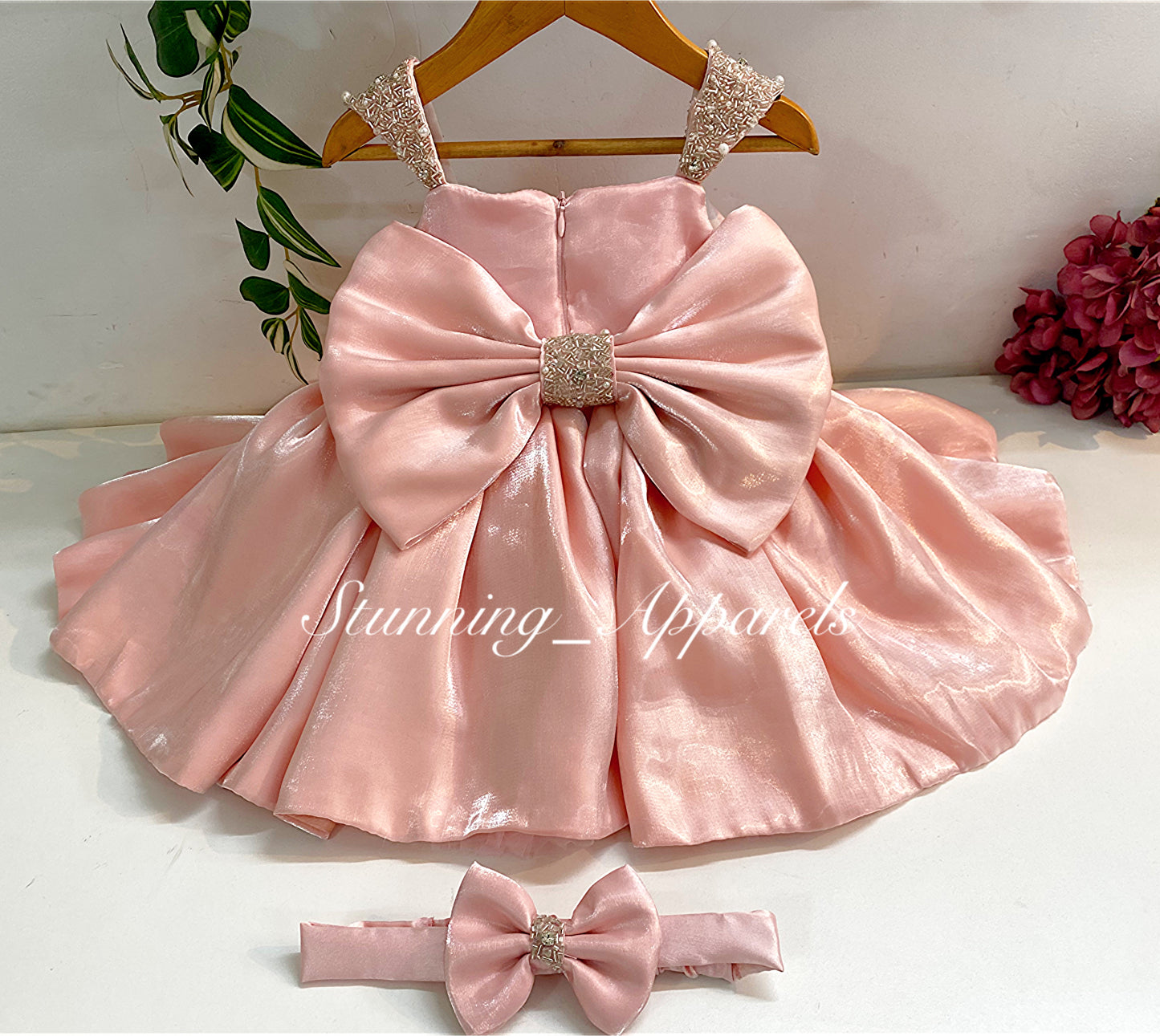 Designer Premium Hand Work Peach Dress