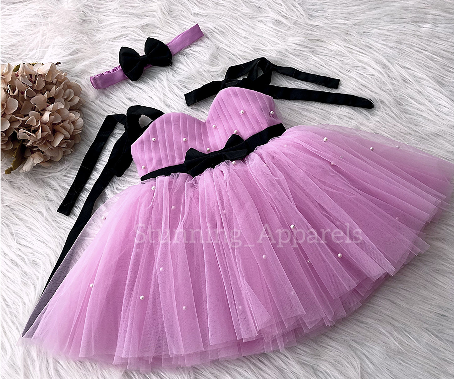 Strapped Knotted Light Lavender Party Wear Dress