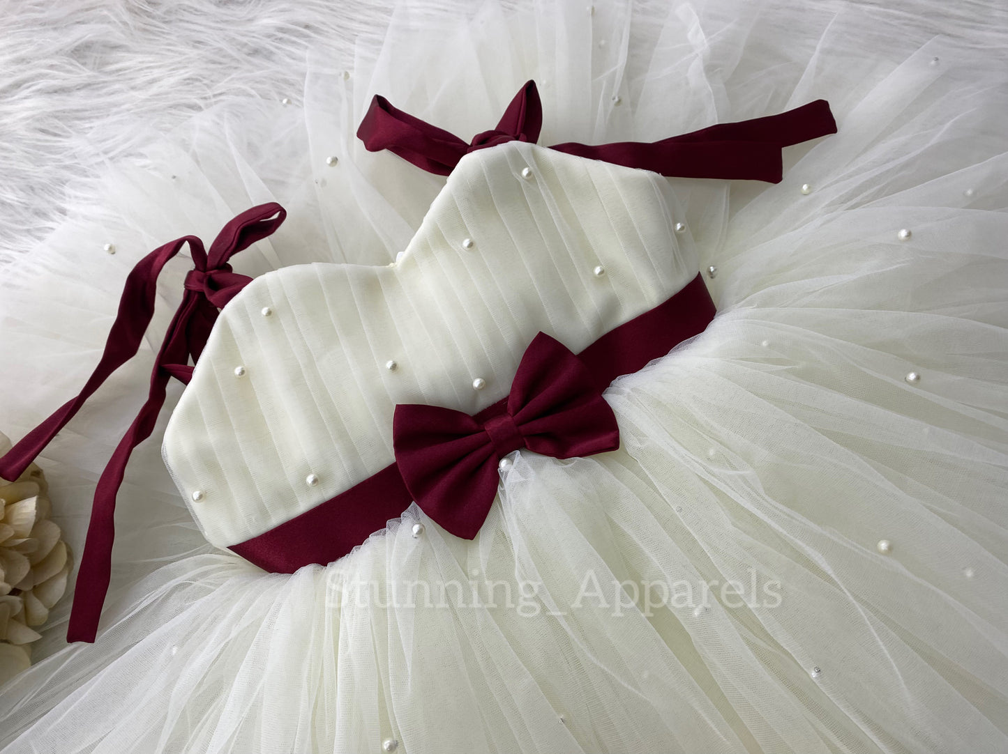 Strapped Knotted Cream Party Wear Dress