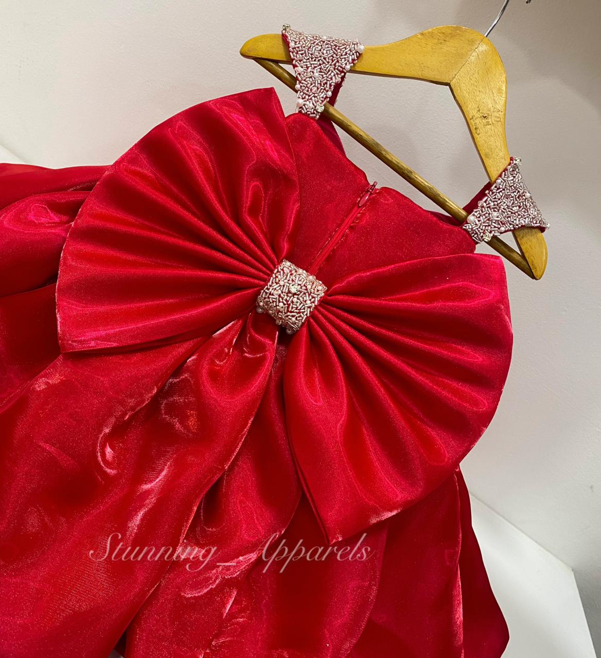 Designer Premium Hand Work Red Dress