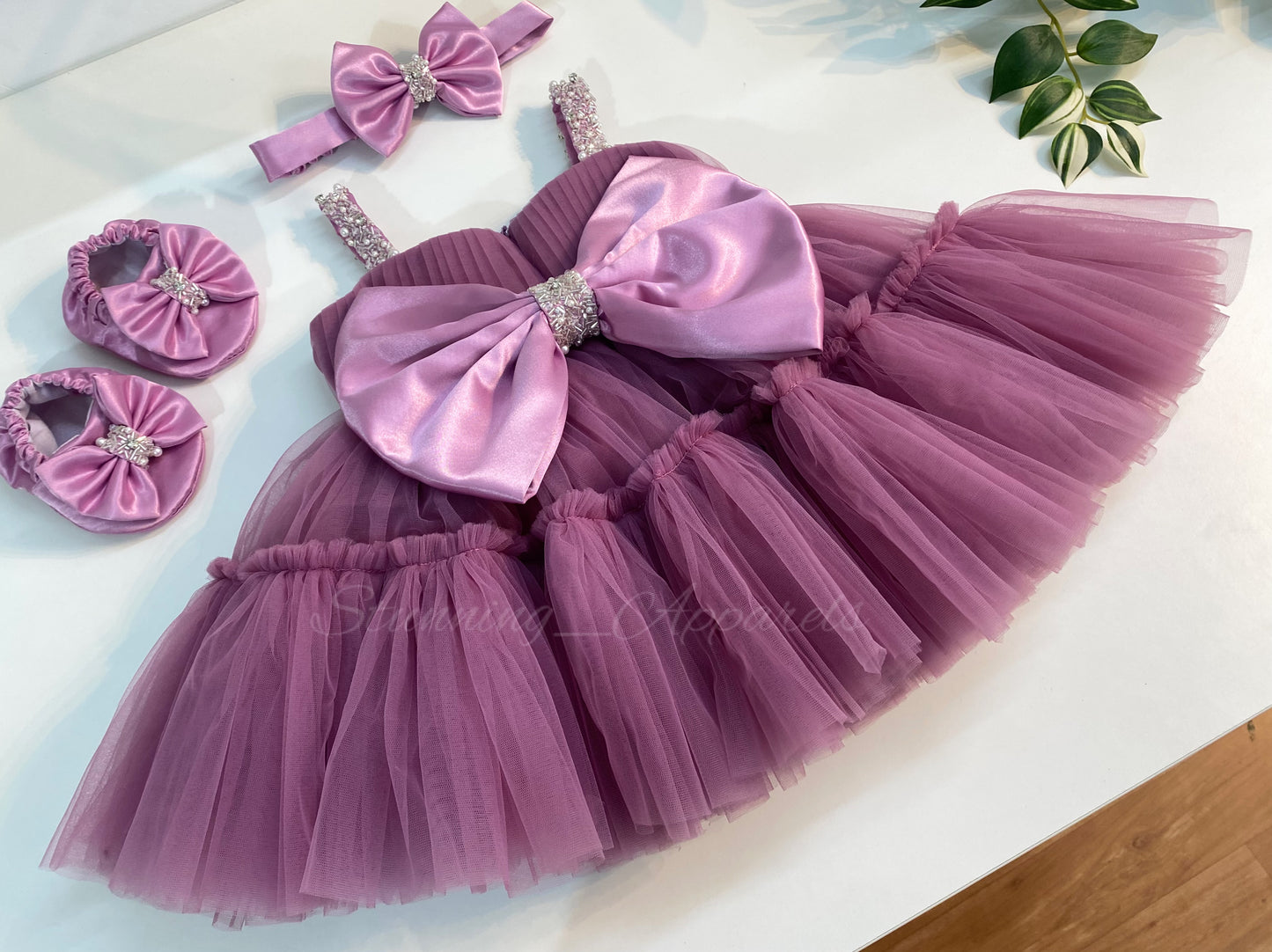 Designer Sweetheart Neckline Hand Work Dusty Pink Frock