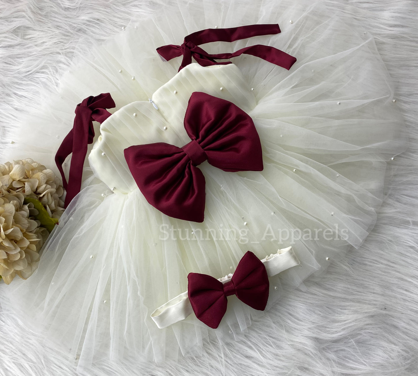Strapped Knotted Cream Party Wear Dress