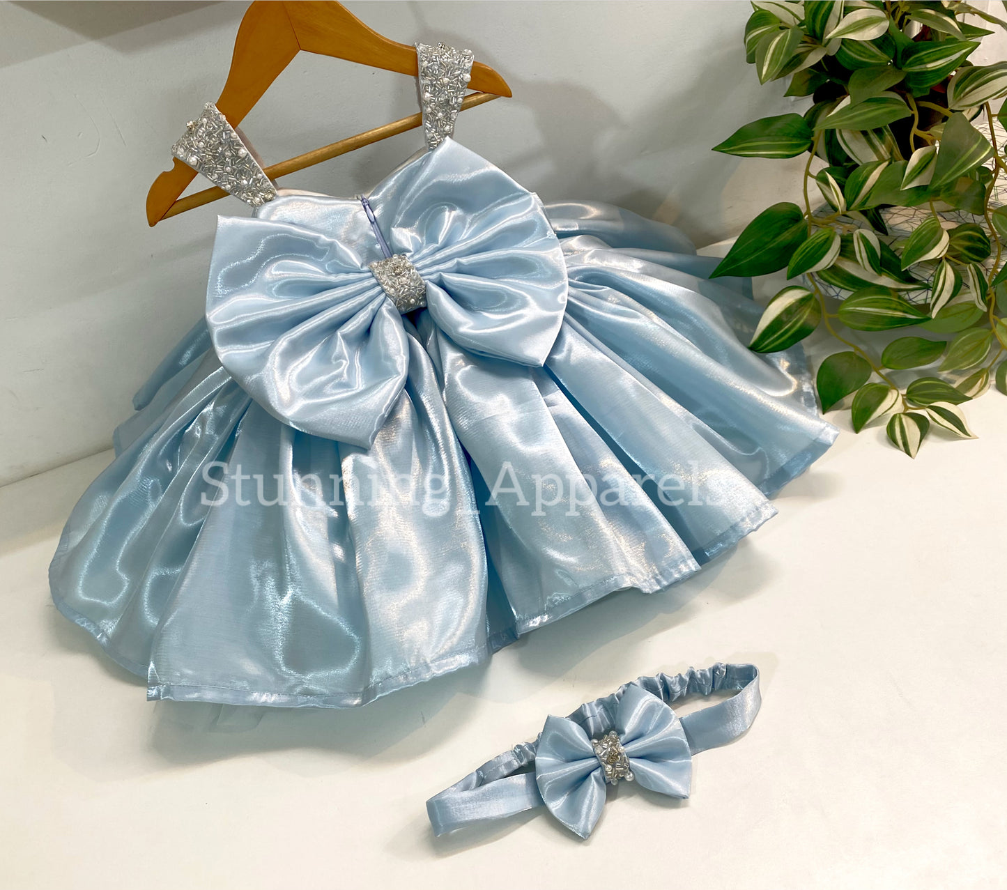 Designer Premium Hand Work Pastel Blue Dress