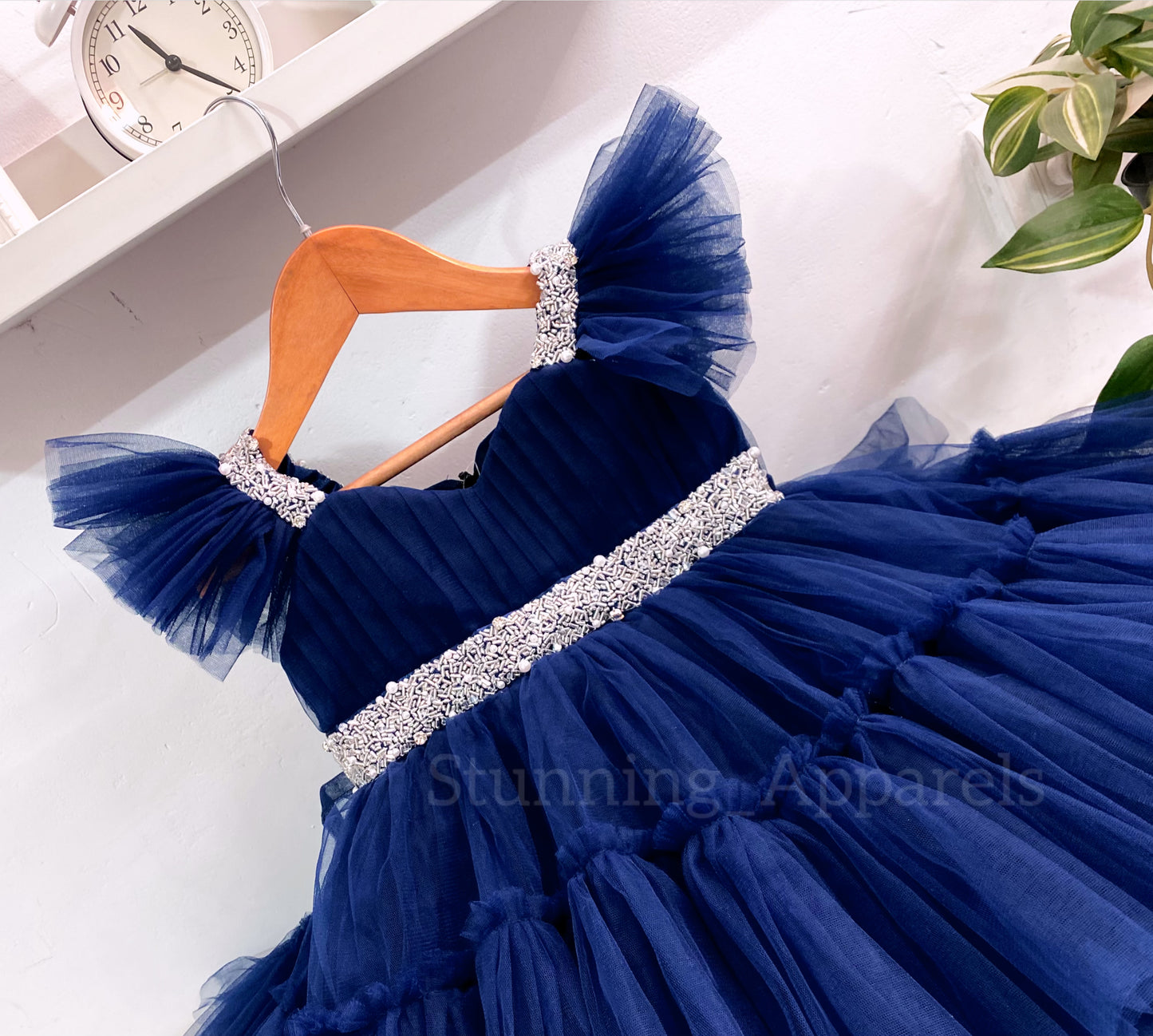 Designer Sweetheart Neckline Hand Work Teal Blue Frock
