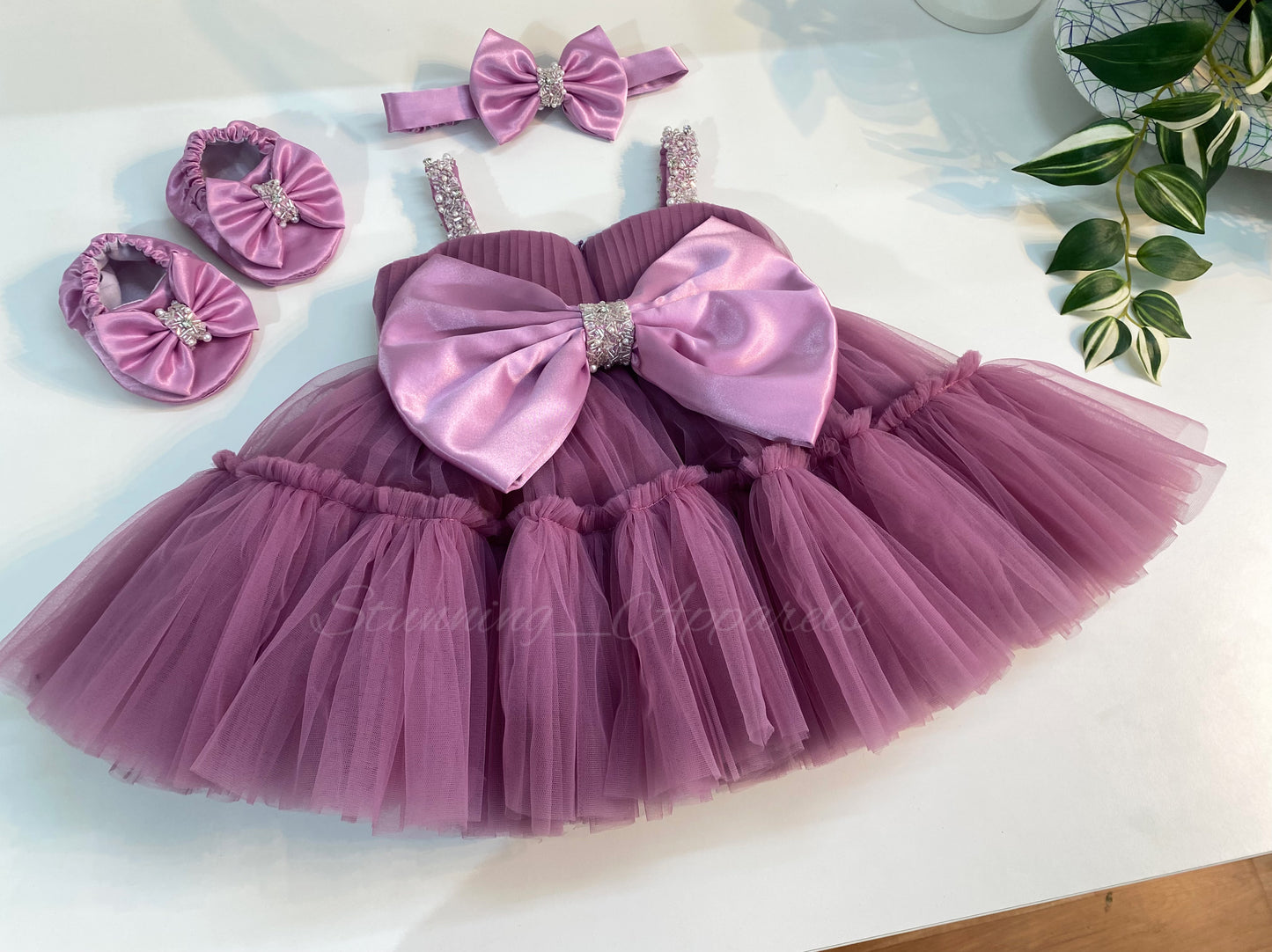 Designer Sweetheart Neckline Hand Work Dusty Pink Frock