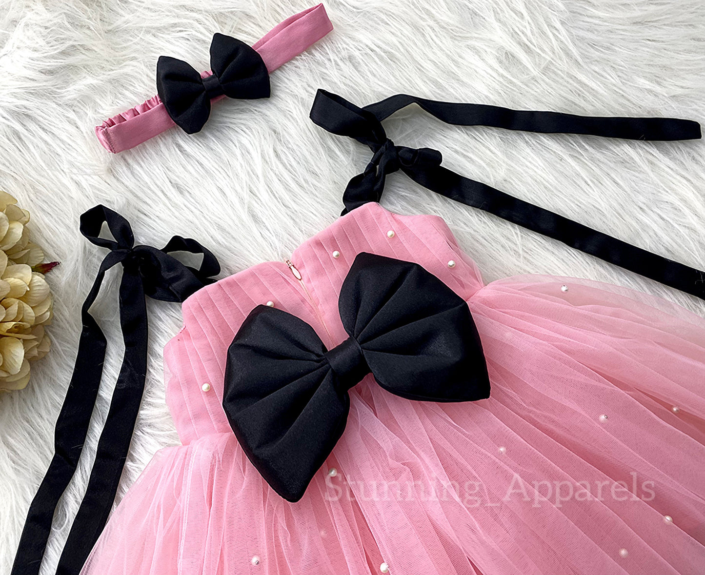 Strapped Knotted Peach Party Wear Dress