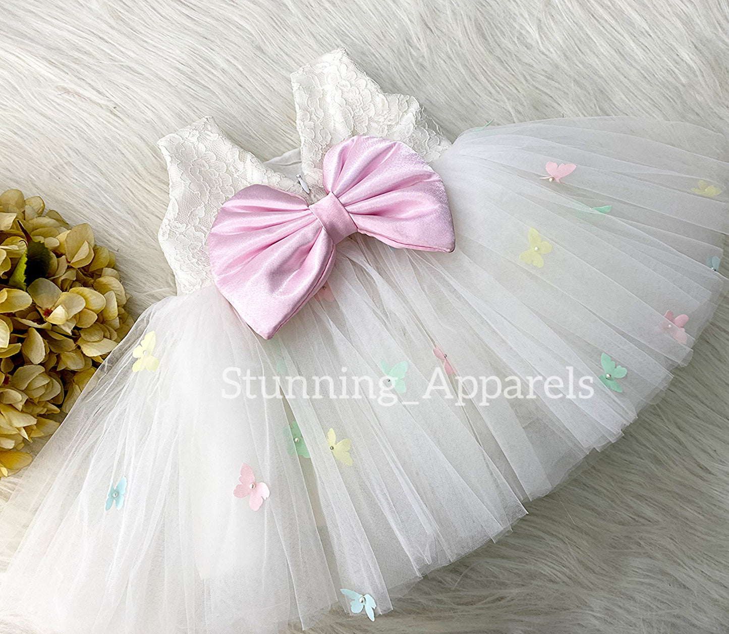 Butterfly Work Party Wear White Dress