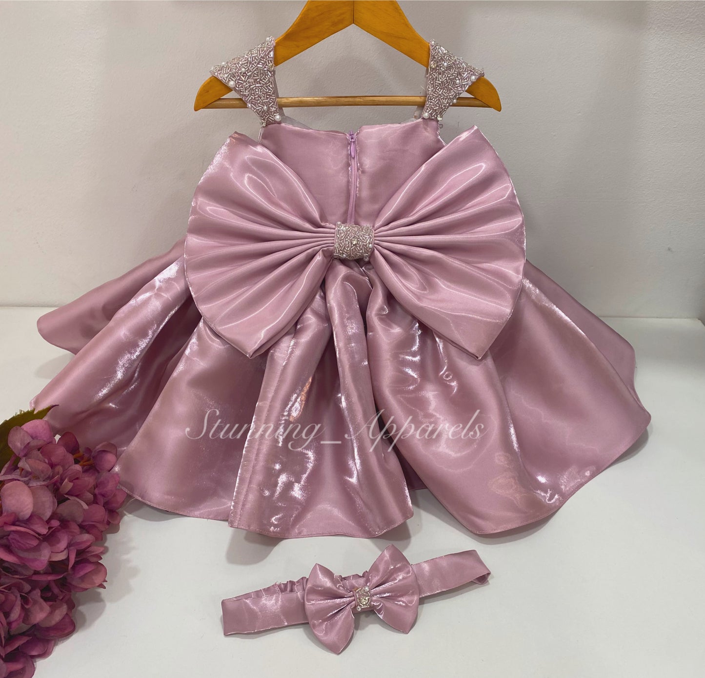 Designer Premium Hand Work Dark Peach Dress