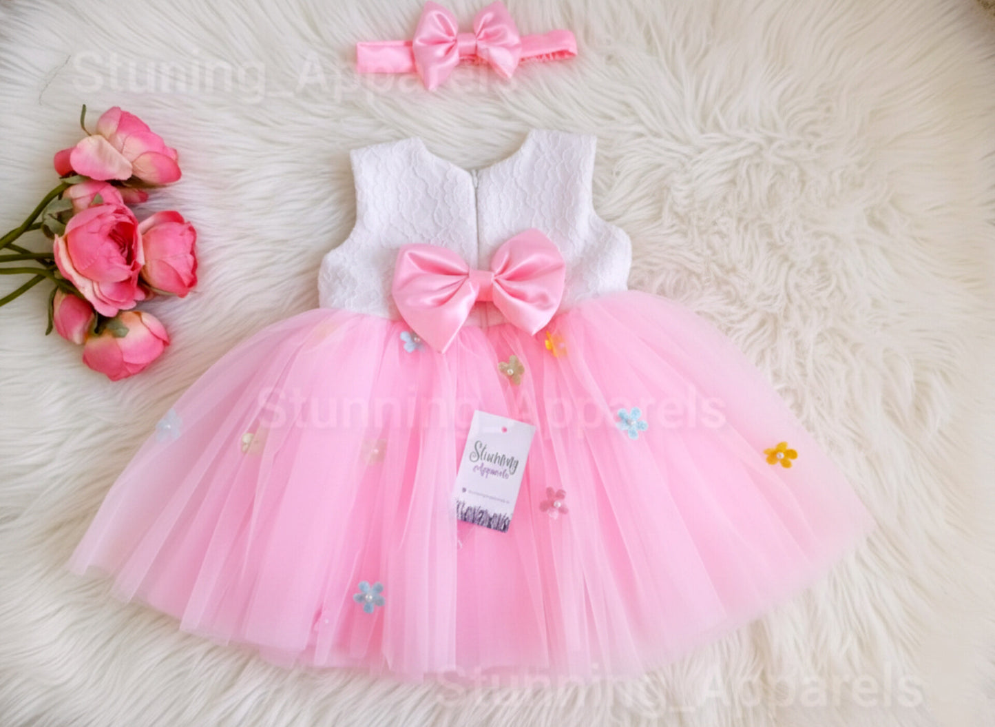 Multi Colour Flower Baby Pink Dress