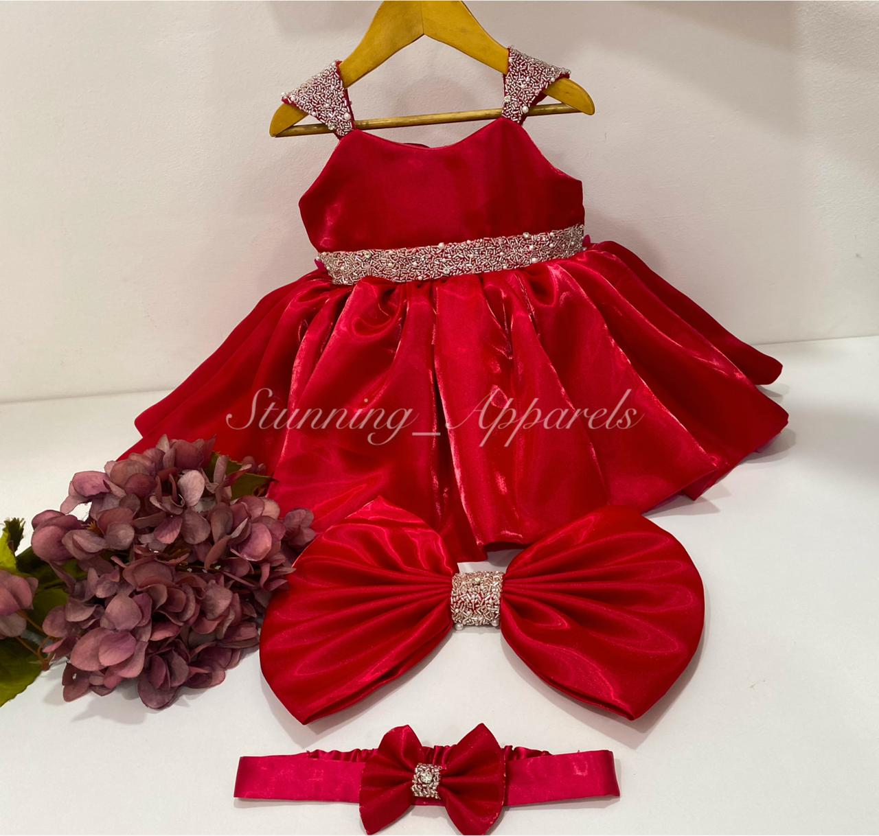 Designer Premium Hand Work Red Dress