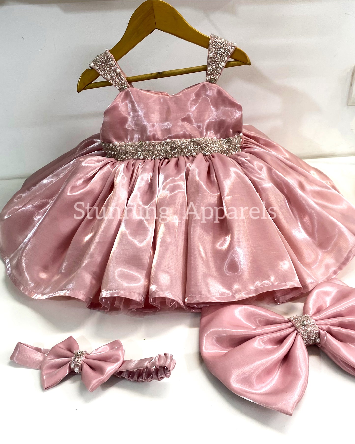 Designer Premium Hand Work Peach Dress