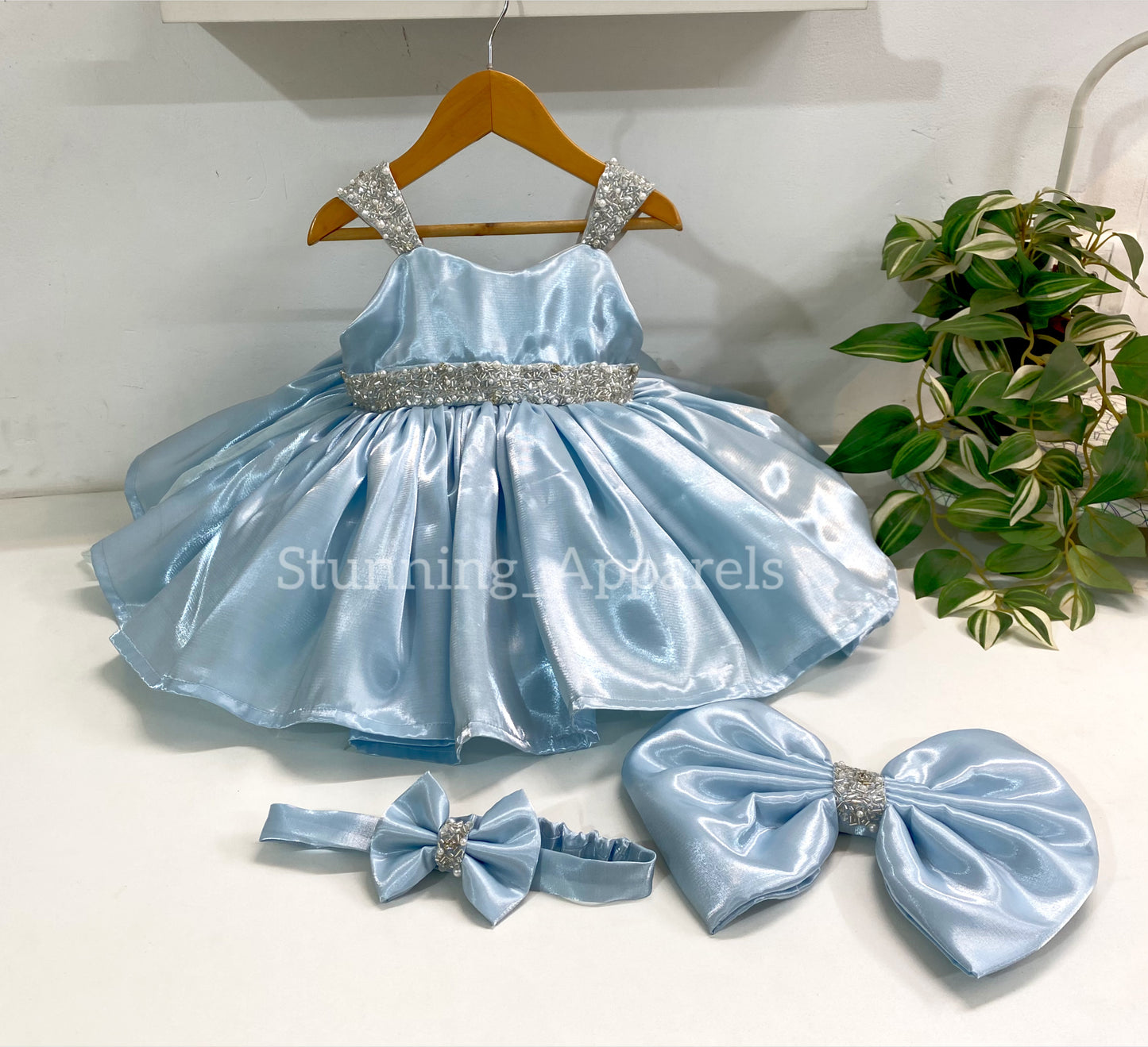 Designer Premium Hand Work Pastel Blue Dress