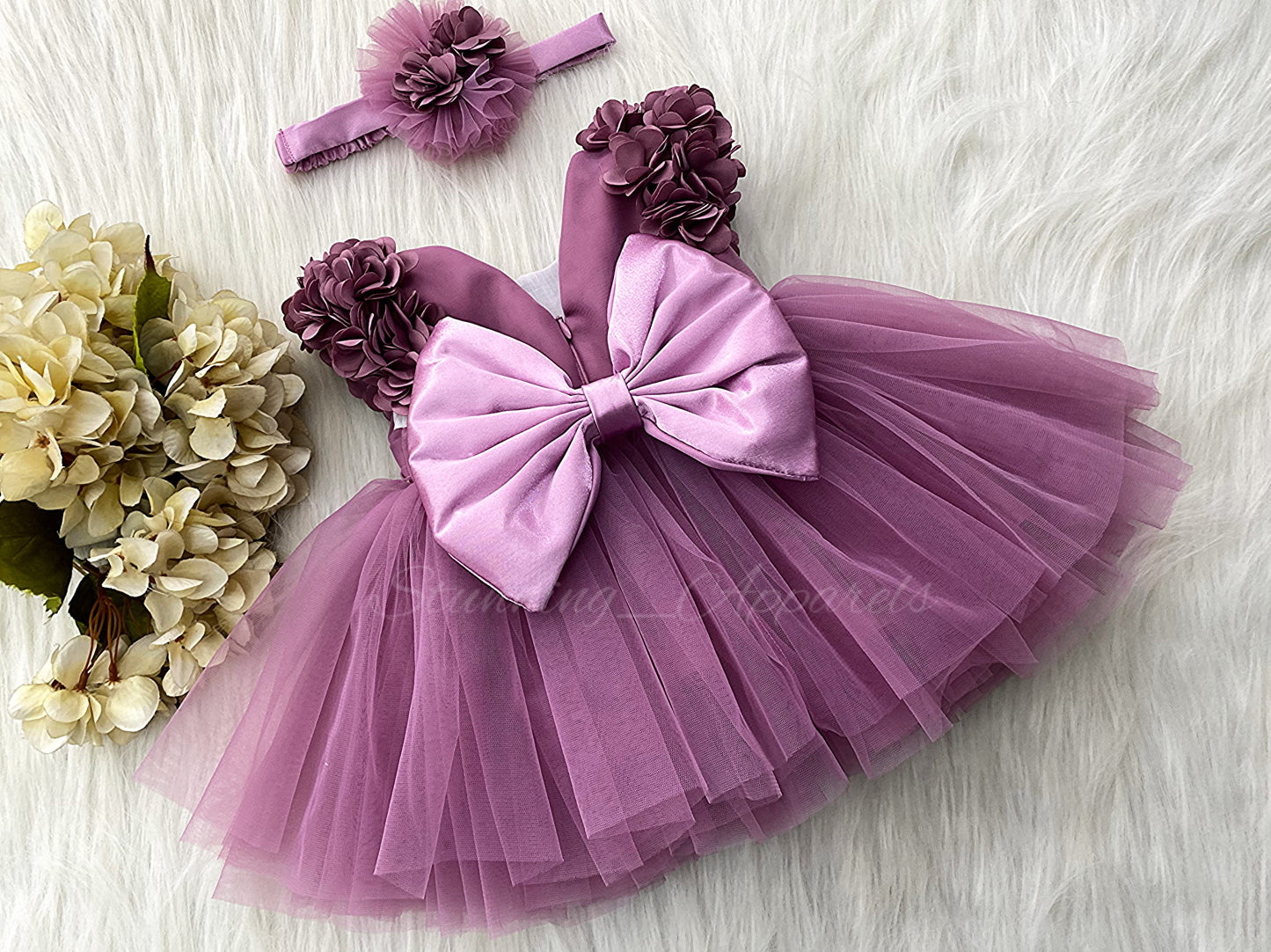 Cape Sleeves Flower Work Dusty Pink Frock