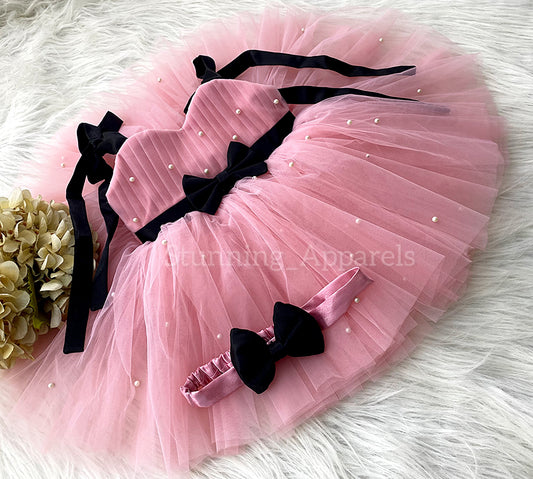 Strapped Knotted Peach Party Wear Dress