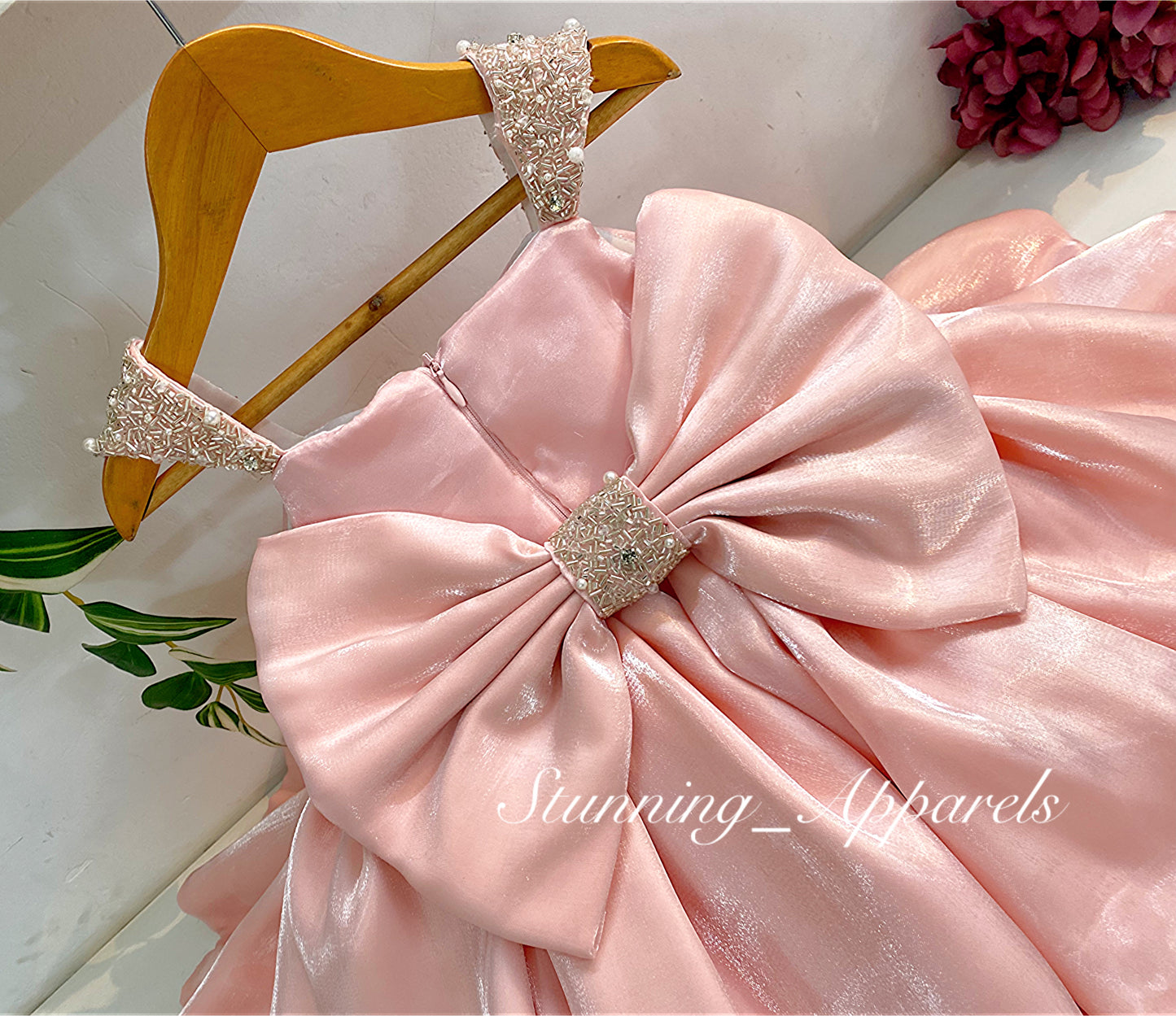 Designer Premium Hand Work Peach Dress