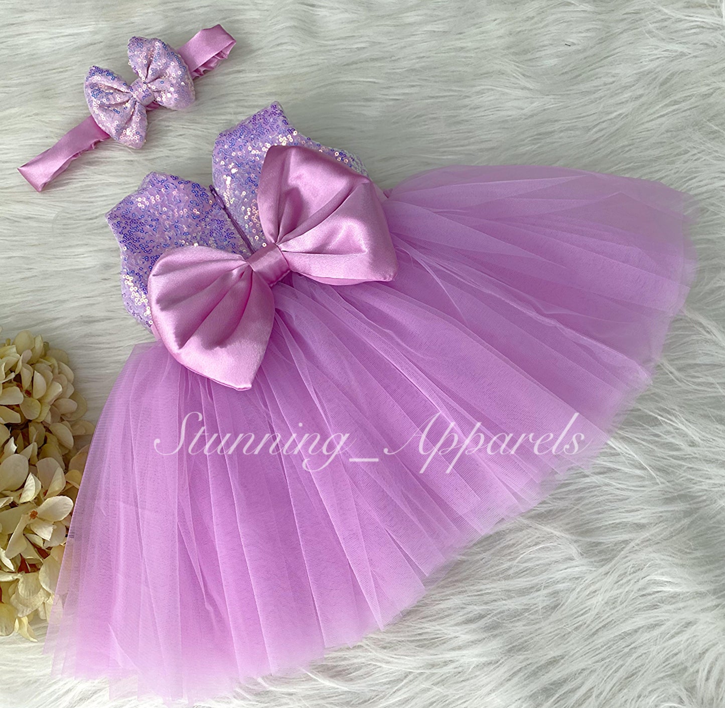 Lavender Satin Belted Sequin Bodies Lavender Dress