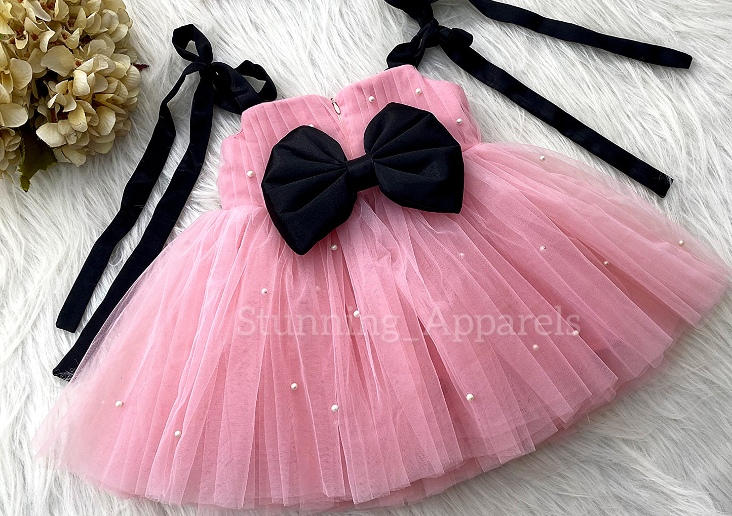 Strapped Knotted Peach Party Wear Dress