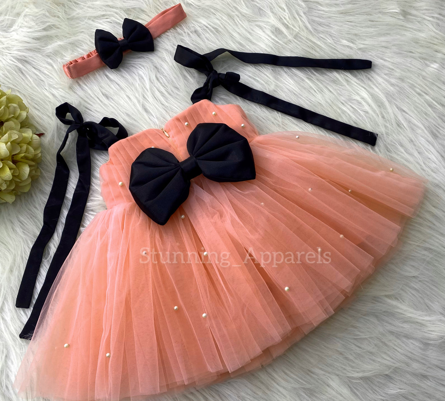 Strapped Knotted Oranges Peach Party Wear Dress