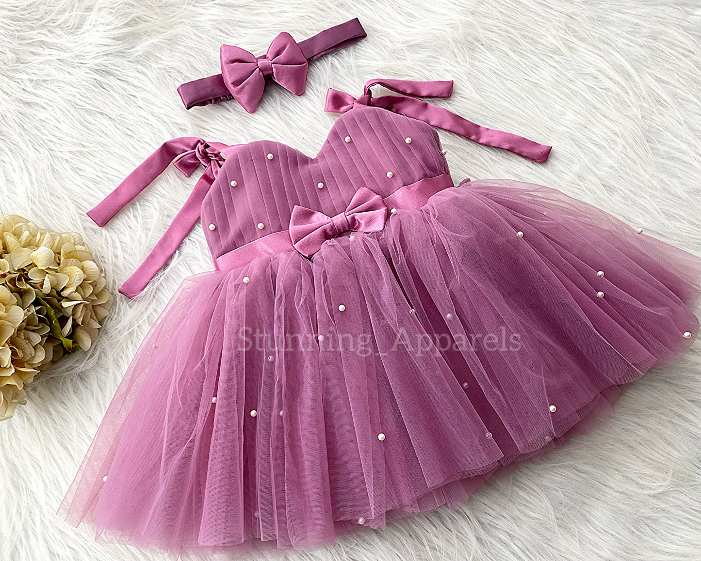 Strapped Knotted Dusty Pink Party Wear Dress